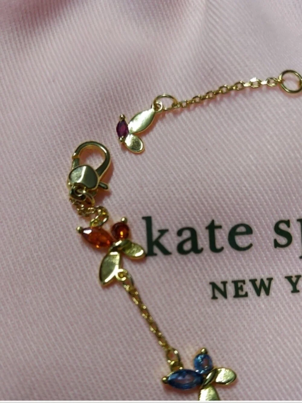 kate spade Gold  Social Butterfly Chain Bracelet with Multicolor Gems - Picture 2 of 5